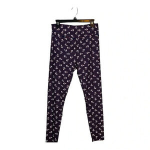LuLaRoe Leggings Womens TC Blue Red‎ Anchor Nautical Stripe Tall Curvy Stretch